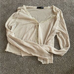 Chic cute light tan colored cardigan
